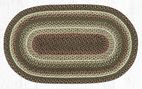 C-786 Taupe/Dark Brown/Cactus Oval Braided Rug 27"x45"