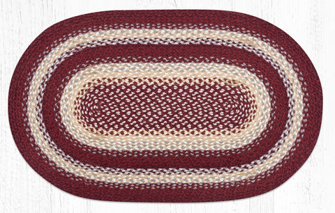 C-791 Burgundy/Gray/Cream Oval Braided Rug 27"x45"