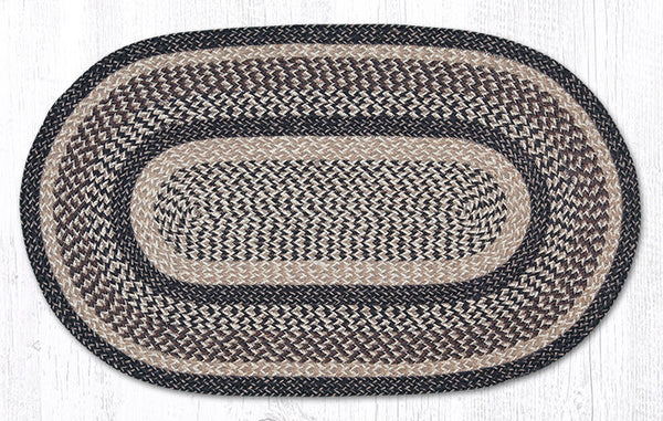 C 9-93 Black + Tan Oval Braided Rug 27"x45"