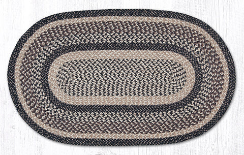 C 9-93 Black + Tan Oval Braided Rug 27"x45"