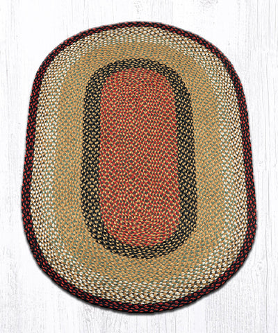 C-19 Burgundy/Mustard Oval Braided Rug 2'x8'
