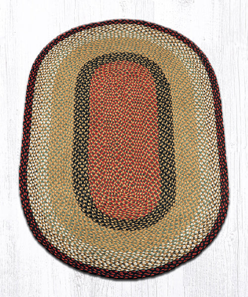 C-19 Burgundy/Mustard Oval Braided Rug 3'x5'