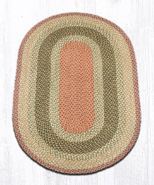 C-24 Olive/Burgundy/Gray Oval Braided Rug 3'x5'