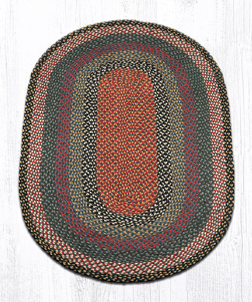 C-43 Burgundy/Blue/Gray Oval Braided Rug 3'x5'