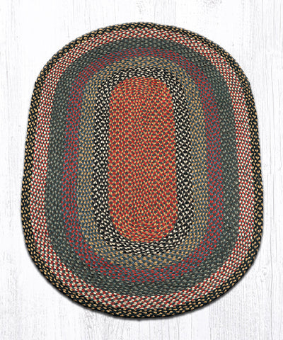 C-43 Burgundy/Blue/Gray Oval Braided Rug 3'x5'