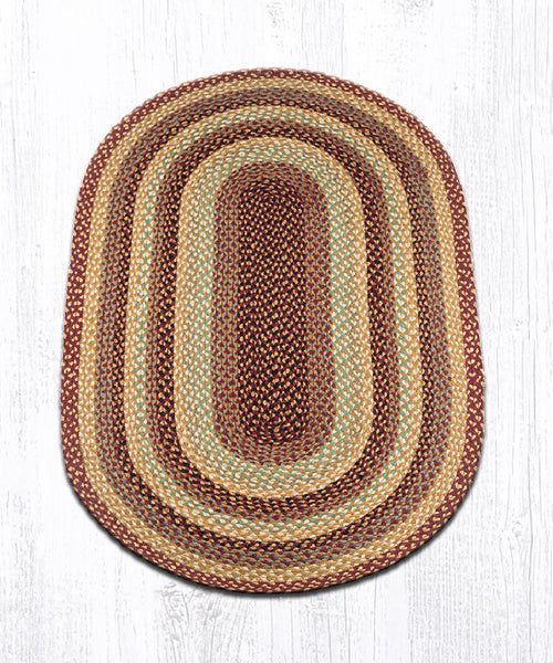 C-357 Burgundy/Gray/Cream Oval Braided Rug 3'x5'