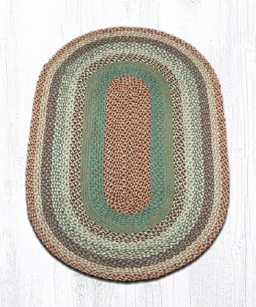 C-413 Buttermilk/Cranberry Oval Braided Rug 3'x5'