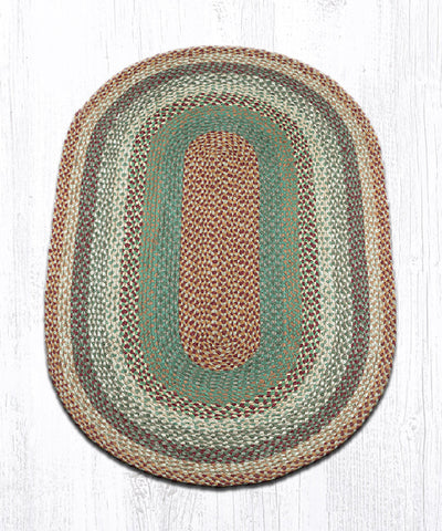 C-413 Buttermilk/Cranberry Oval Braided Rug 3'x5'
