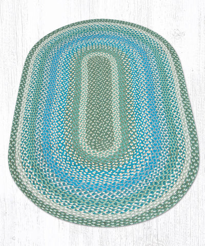 C-419 Sage/Ivory/Settlers Blue Oval Braided Rug 3'x5'