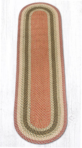 C-24 Olive/Burgundy/Gray Oval Braided Rug 2'x8'