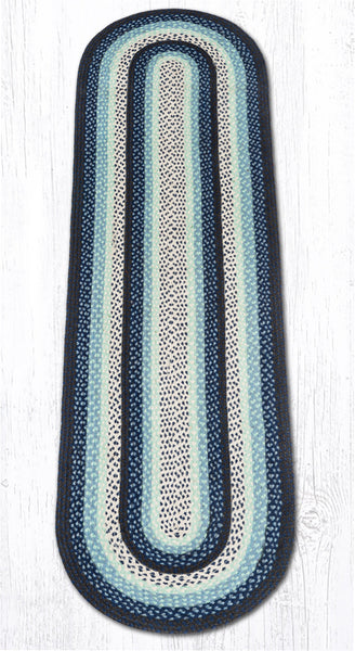 C-312 Blueberry/Cream Oval Braided Rug 2'x8'