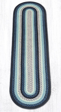 C-312 Blueberry/Cream Oval Braided Rug 2'x8'