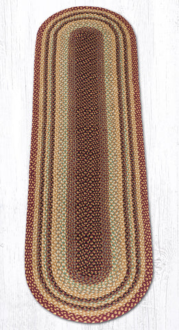 C-357 Burgundy/Gray/Cream Oval Braided Rug 2'x8'