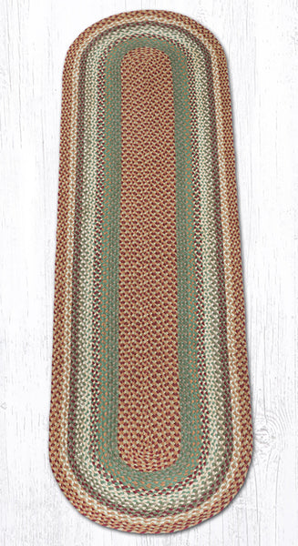 C-413 Buttermilk/Cranberry Oval Braided Rug 2'x8'