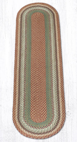 C-413 Buttermilk/Cranberry Oval Braided Rug 2'x8'