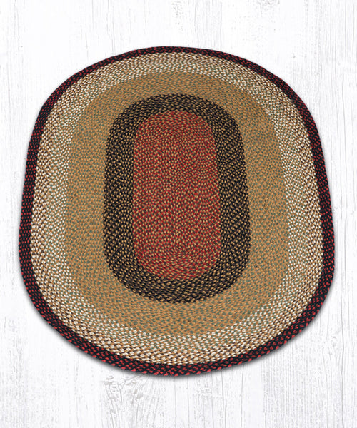 C-19 Burgundy/Mustard Oval Braided Rug 4'x6'