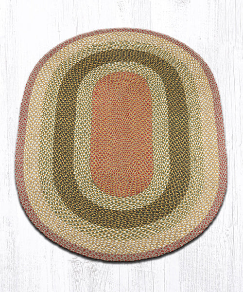 C-24 Olive/Burgundy/Gray Oval Braided Rug 4'x6'
