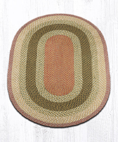C-24 Olive/Burgundy/Gray Oval Braided Rug 4'x6'