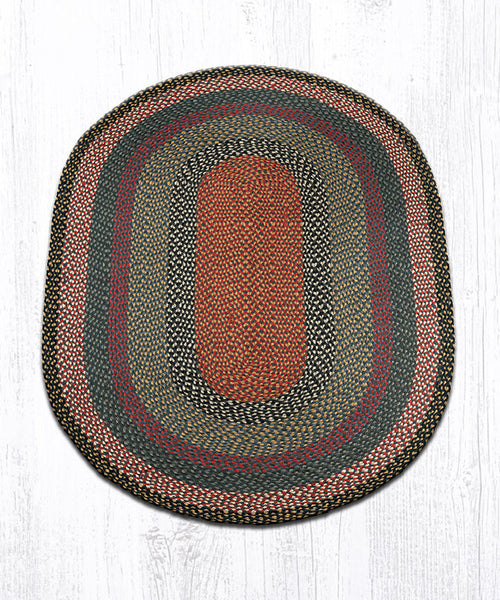 C-43 Burgundy/Blue/Gray Oval Braided Rug 4'x6'