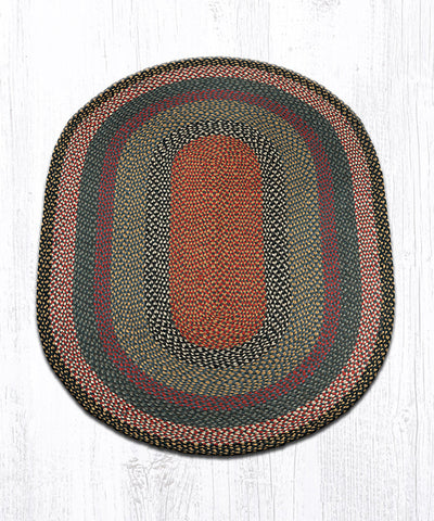 C-43 Burgundy/Blue/Gray Oval Braided Rug 4'x6'