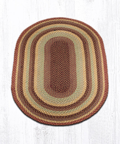 C-357 Burgundy/Gray/Cream Oval Braided Rug 4'x6'