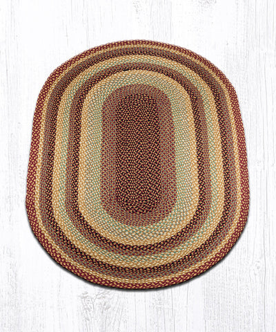 C-357 Burgundy/Gray/Cream Oval Braided Rug 4'x6'