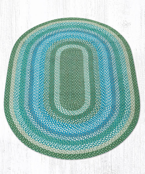 C-419 Sage/Ivory/Settlers Blue Oval Braided Rug 4'x6'