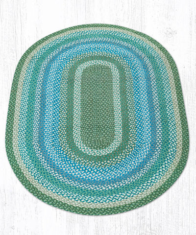 C-419 Sage/Ivory/Settlers Blue Oval Braided Rug 4'x6'