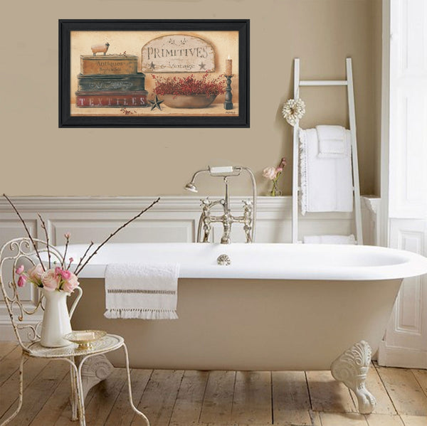 "Primitives & Vintage" By Pam Britton Black Framed Wall Art 33x19