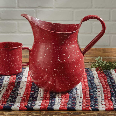 The Granite Enamelware Red Utensil Crock will add a bold pop of color to your decor! Combine with the dinner plates, salad plates, mugs, pitchers, and bowls for a complete setting! So beautiful!