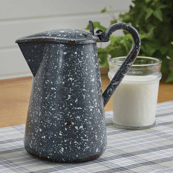 Granite Enamelware Pitcher with Lid - Gray