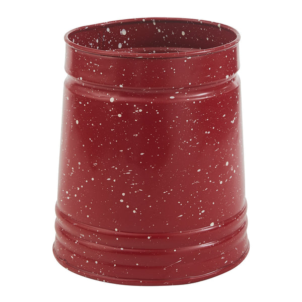 Red Graniteware Enamel Utensil Crock