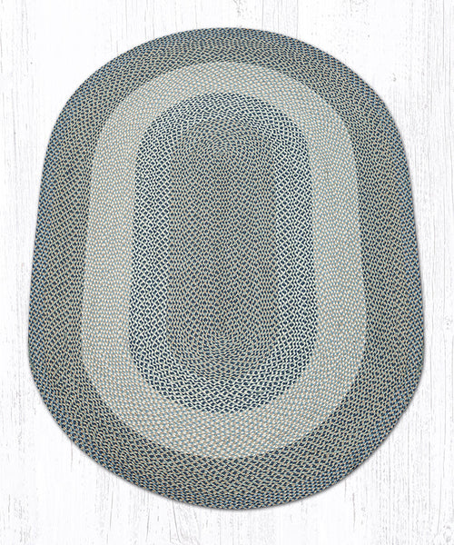 C-05 Blue/Natural Oval Braided Rug 5'x8'