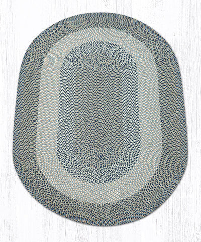 C-05 Blue/Natural Oval Braided Rug 5'x8'