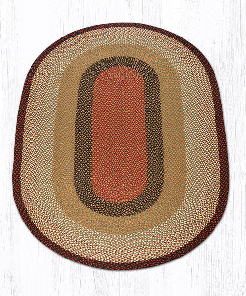 C-19 Burgundy/Mustard Oval Braided Rug 5'x8'