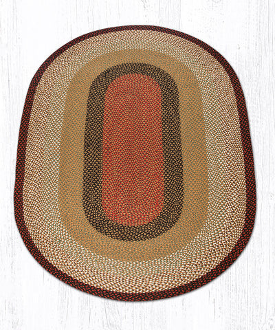 C-19 Burgundy/Mustard Oval Braided Rug 5'x8'
