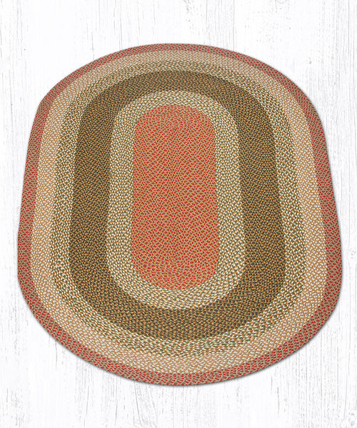 C-24 Olive/Burgundy/Gray Oval Braided Rug 5'x8'