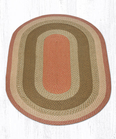 C-24 Olive/Burgundy/Gray Oval Braided Rug 5'x8'