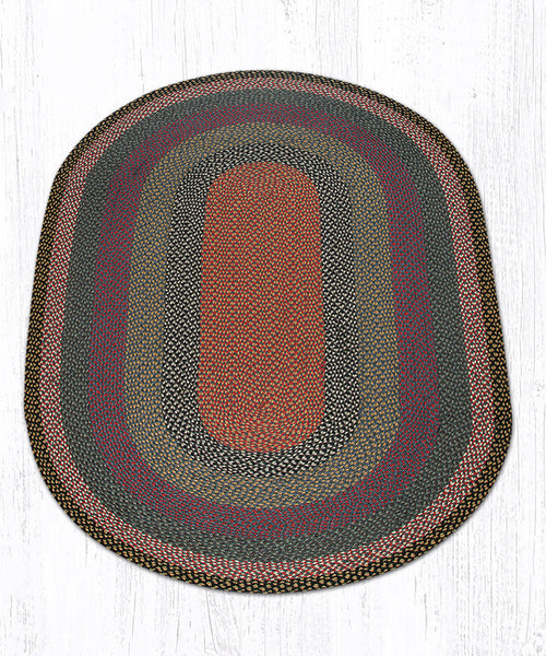 C-43 Burgundy/Blue/Gray Oval Braided Rug 5'x8'