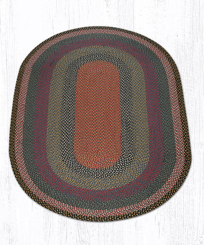 C-43 Burgundy/Blue/Gray Oval Braided Rug 5'x8'
