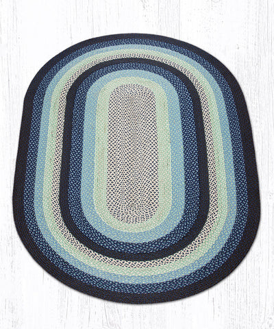 C-312 Blueberry/Cream Oval Braided Rug 5'x8'