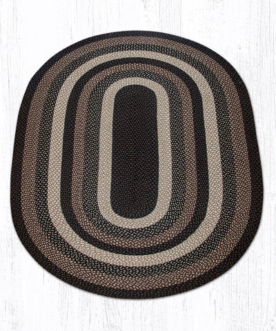 C-313 Mocha/Frappuccino Oval Braided Rug 5'x8'