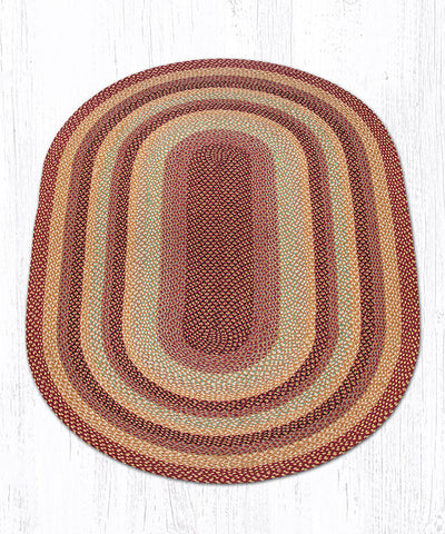 C-357 Burgundy/Gray/Cream Oval Braided Rug 5'x8'