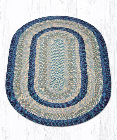 C-362 Breezy Blue/Taupe/Ivory Oval Braided Rug 5'x8'