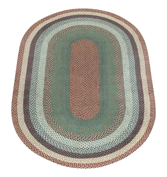 C-413 Buttermilk/Cranberry Oval Braided Rug 5'x8'
