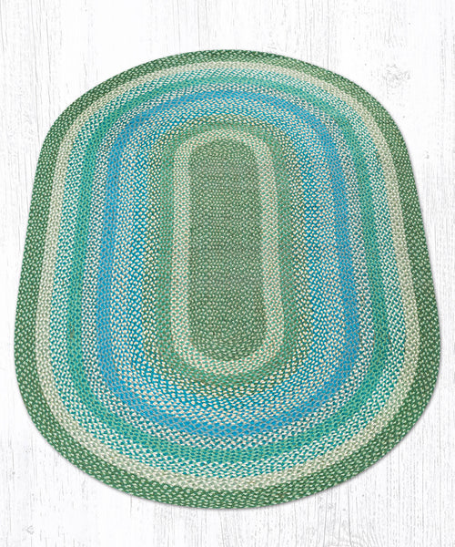 C-419 Sage/Ivory/Settlers Blue Oval Braided Rug 5'x8'