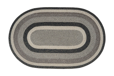 C-9-93 Black + Tan Oval Braided Rug 5'x8'