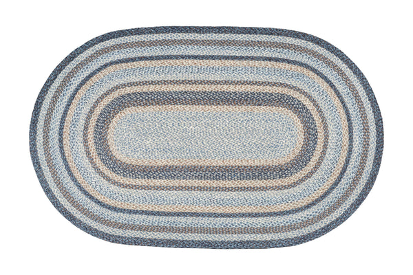 C-9-119 Denim Oval Braided Rug 5'x8'