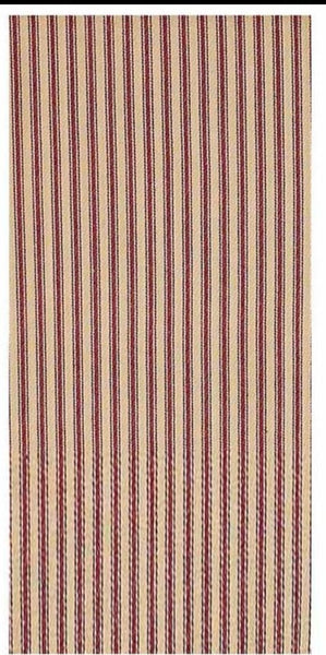 Our Barn Red York Ticking towel is made of cotton. This is a 18" x 28" towel that is a nice addition to any kitchen.