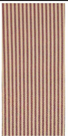 Our Barn Red York Ticking towel is made of cotton. This is a 18" x 28" towel that is a nice addition to any kitchen.